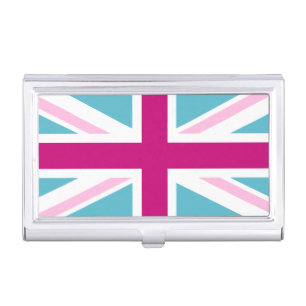Blue Pink & Fuchsia UK Flag Business Card Holder