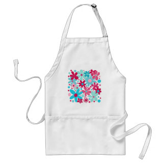Blue & pink funky flowers garden  adult apron