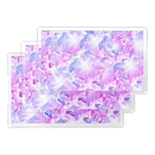 Blue Pink Gemstone Sapphire Crystal Art Acrylic Tray