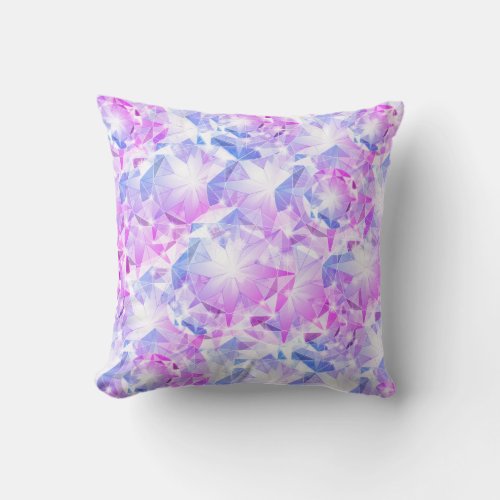 Blue Pink Gemstone Sapphire Crystal Art Throw Pillow