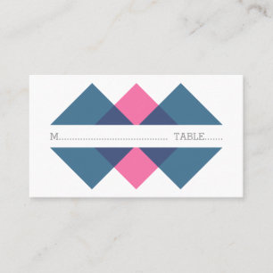 Blue Pink Geometric Triad Place Card