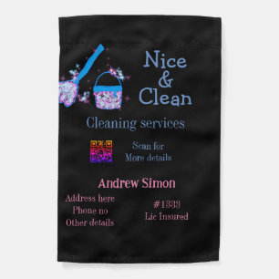 Blue pink glitter clean mop add name address q r b garden flag