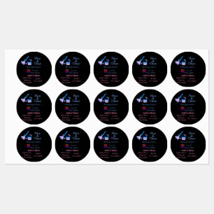 Blue pink glitter clean mop add name address q r b labels