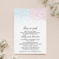 Blue & Pink Glitter Confetti Gender Reveal Party Invitation