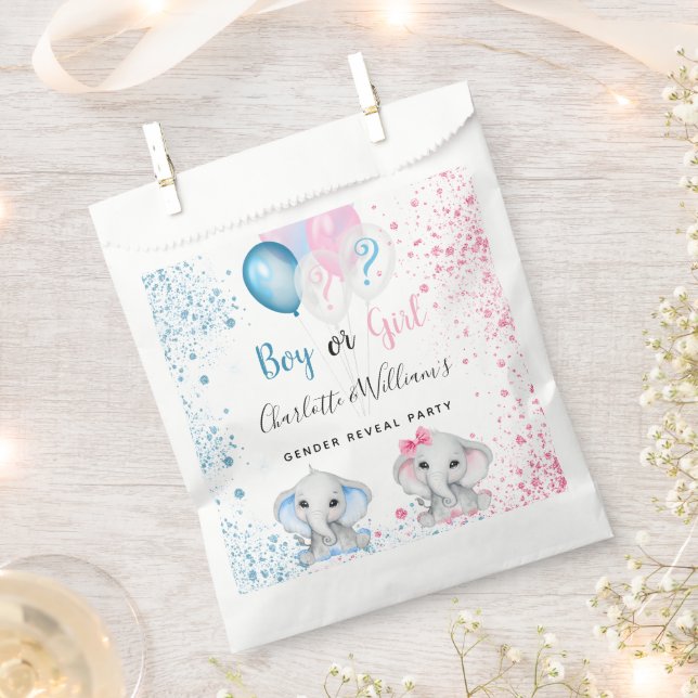 Blue pink glitter elephants gender reveal party favor bag (Clipped)