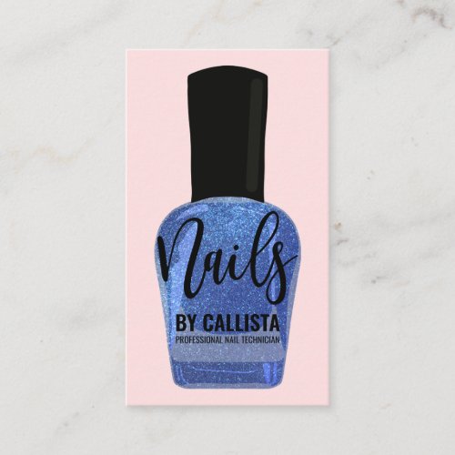 Blue Pink Glitter Nail Polish Nail Technician Business Card