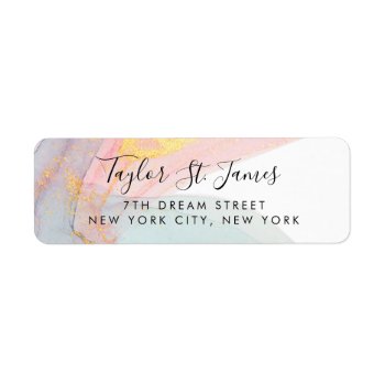 Blue Pink Gold Calligraphy Watercolor Label by TwoTravelledTeens at Zazzle