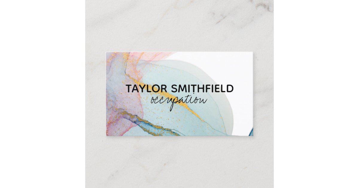Blue Pink Gold Paint Splatter Business Card Zazzle