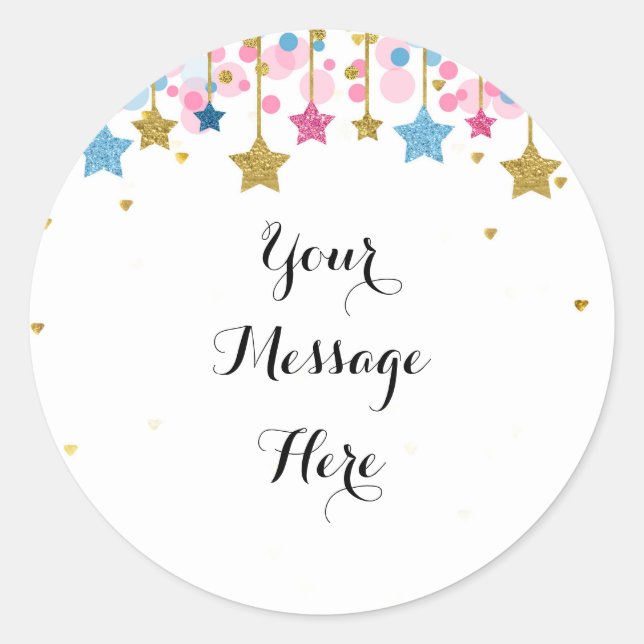 Blue Pink Gold twinkle twinkle Thank You Sticker (Front)