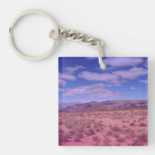 Blue Pink Gradient Overlay Road Trip Photo Keychain