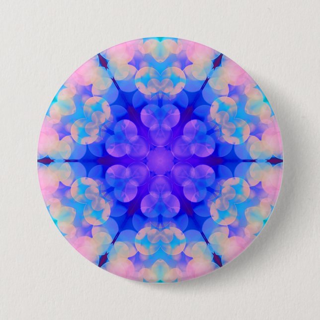 Blue & Pink Gradient Pastel Bubble Art Button (Front)