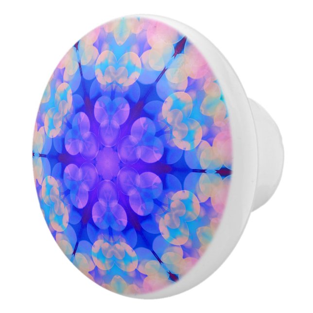 Blue & Pink Gradient Pastel Bubble Art Ceramic Knob (Right)