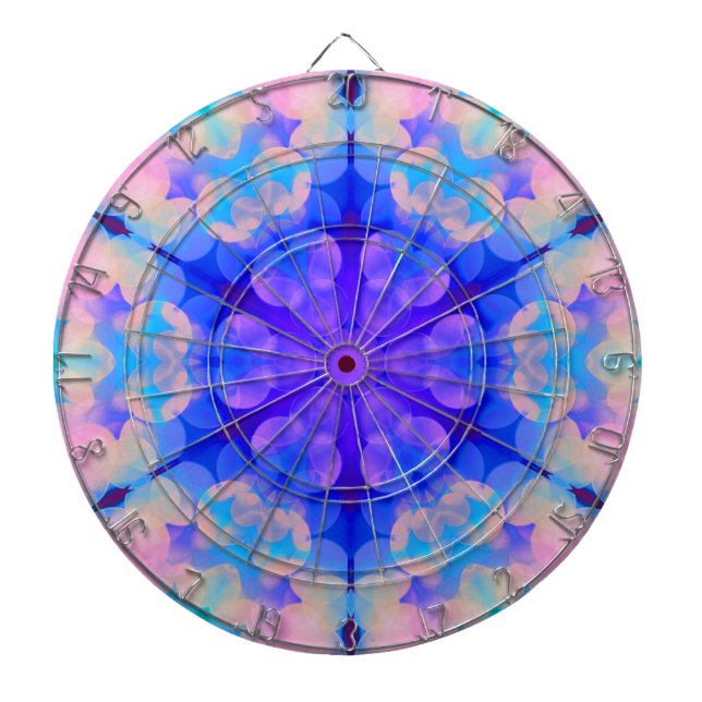 Blue & Pink Gradient Pastel Bubble Art Dart Board (Front)