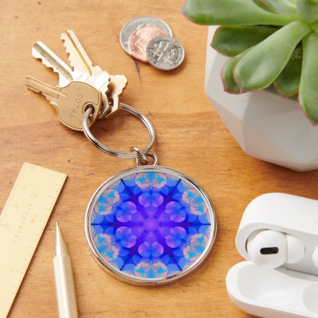 Blue & Pink Gradient Pastel Bubble Art Keychain (Desk)