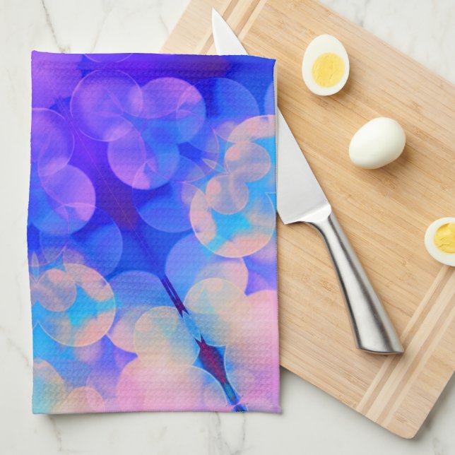 Blue & Pink Gradient Pastel Bubble Art Kitchen Towel (Quarter Fold)