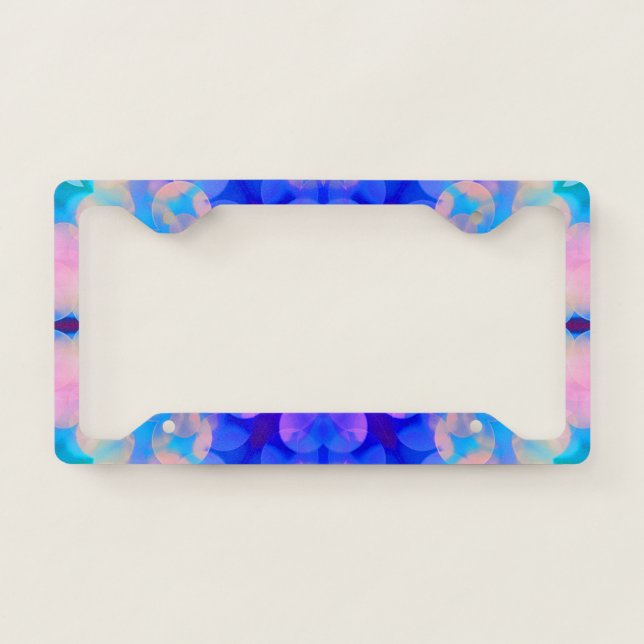 Blue & Pink Gradient Pastel Bubble Art License Plate Frame (Front)