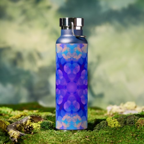 Blue  Pink Gradient Pastel Bubble Art Water Bottle