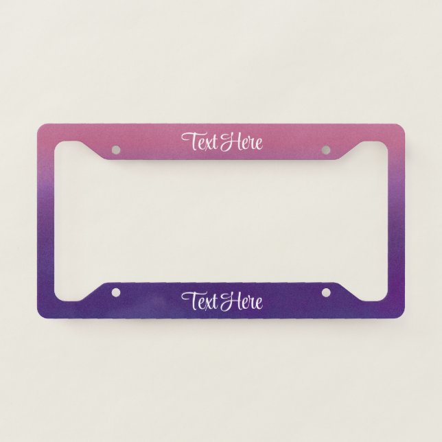 Blue Pink Gradient Personalized  License Plate Frame (Front)