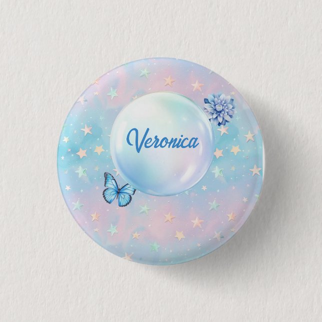 Blue-Pink Gradient Starry Background  Button (Front)