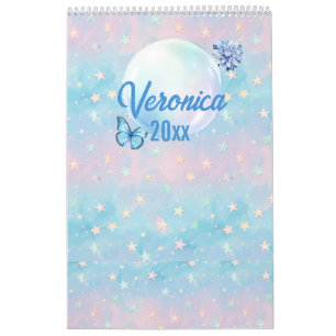Blue-Pink Gradient Starry Background  Calendar