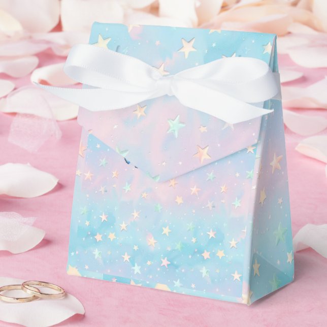 Blue-Pink Gradient Starry Background  Favor Boxes (Wedding)