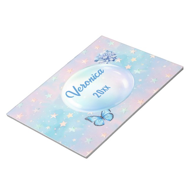 Blue-Pink Gradient Starry Background  Notepad (Angled)
