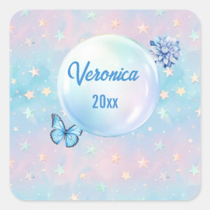 Blue-Pink Gradient Starry Background Square Sticker