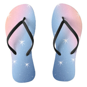 Blue-Pink Gradient with stars Flip Flops
