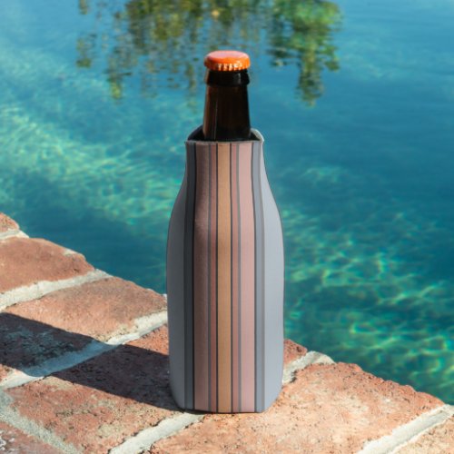 Blue Pink Gray Color Block Vertical Stripes  Bottle Cooler