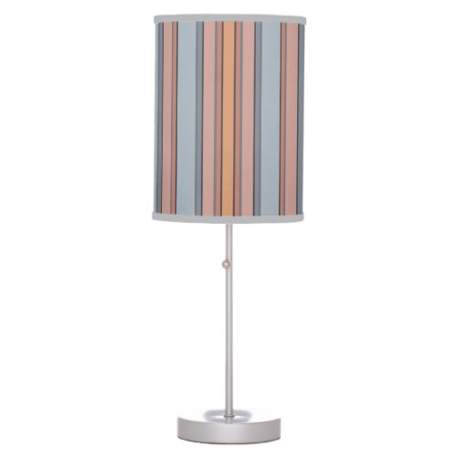 Blue Pink Gray Color Block Vertical Stripes  Table Lamp