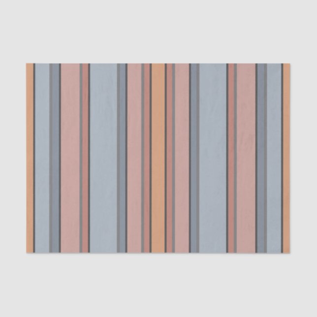 Blue Pink Gray Color Block Vertical Stripes  Tissue Paper (Front)
