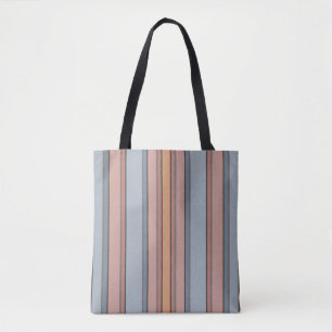 Blue Pink Gray Color Block Vertical Stripes Tote Bag