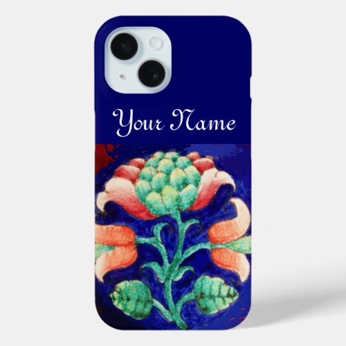 BLUE PINK GREEN FLORAL iPhone 15 CASE