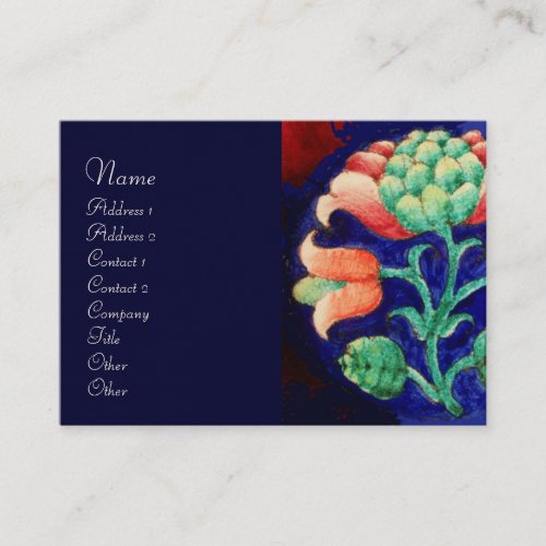 BLUE PINK GREEN FLORAL DECOR Stylized Flower Business Card