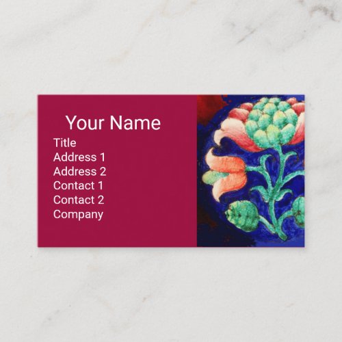 BLUE PINK GREEN FLORAL Fantasy Flower Cherry Red Business Card