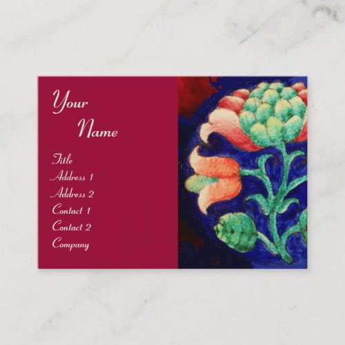 BLUE PINK GREEN FLORAL Fantasy Flower Cherry Red Business Card