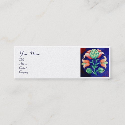 BLUE PINK GREEN FLORAL MONOGRAM White Pearl Mini Business Card