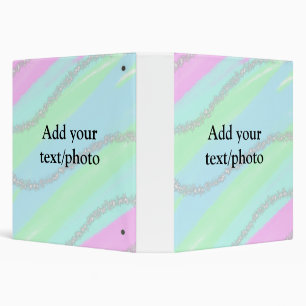Blue pink green glitter sparkle pastel add name p 3 ring binder