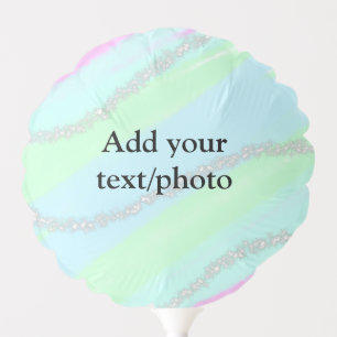 Blue pink green glitter sparkle pastel add name p balloon