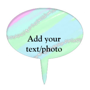 Blue pink green glitter sparkle pastel add name p cake topper