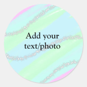 Blue pink green glitter sparkle pastel add name p classic round sticker