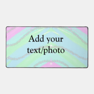 Blue pink green glitter sparkle pastel add name p desk mat