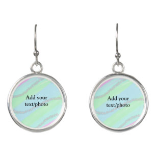 Blue pink green glitter sparkle pastel add name p earrings