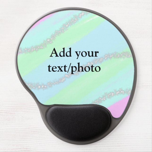 Blue pink green glitter sparkle pastel add name p gel mouse pad (Front)