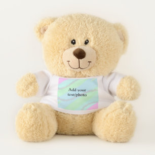 Blue pink green glitter sparkle pastel add name p teddy bear