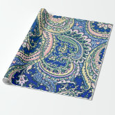 Vintage Pink Yellow Blue Floral Wrapping Paper