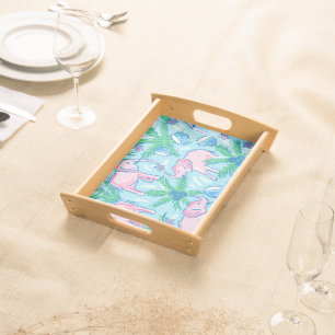 Blue Pink Green Preppy Elephant Serving Tray