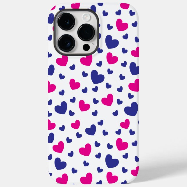 Blue Pink Hearts Pattern Valentine's Day Case-Mate iPhone Case (Back)