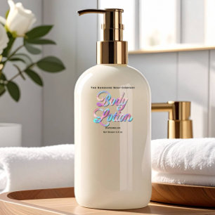 Blue Pink Holographic Clear Body Lotion Label