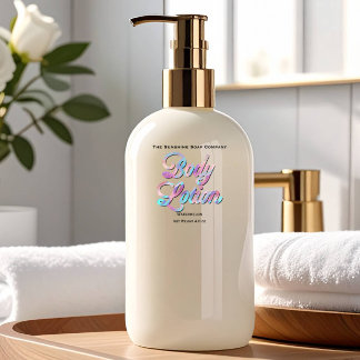 Blue Pink Holographic Clear Body Lotion Label